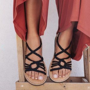 Black Strappy Sandals with Lattice Design